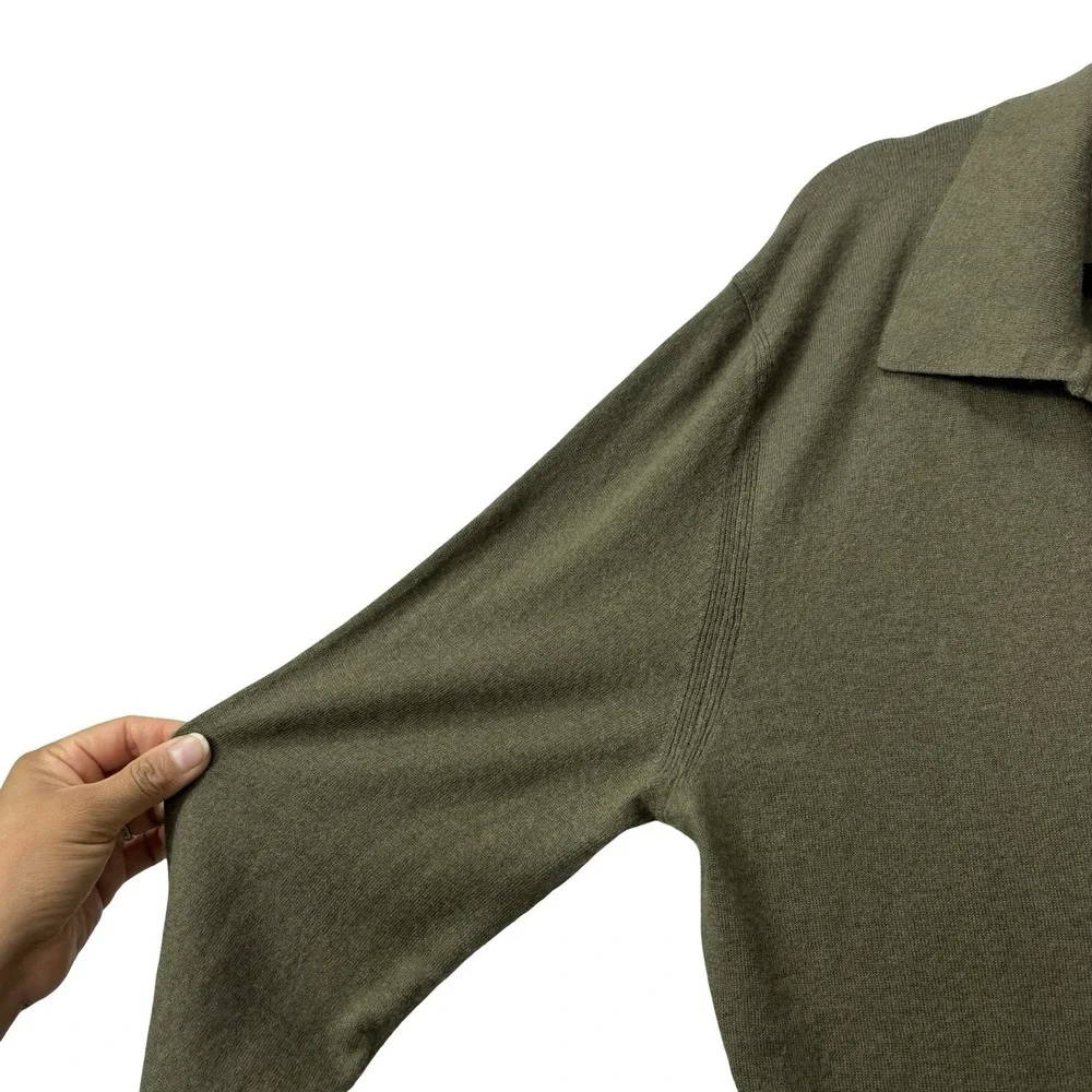 Banana Republic Green Polo Open Collar Cashmere Silk Sweater Size Small Men's
